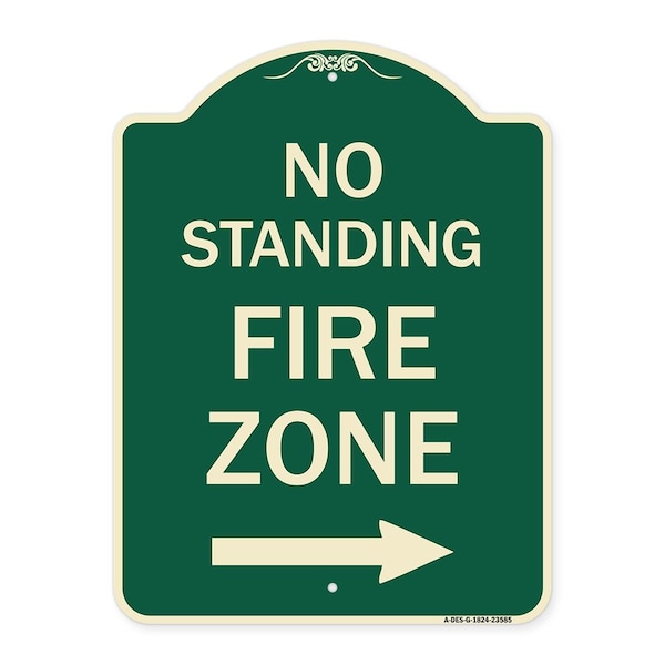 Signmission No Standing Fire Zone W/ Right Arrow Heavy-Gauge Aluminum Sign, 24" x 18", G-1824-23585 A-DES-G-1824-23585 - main